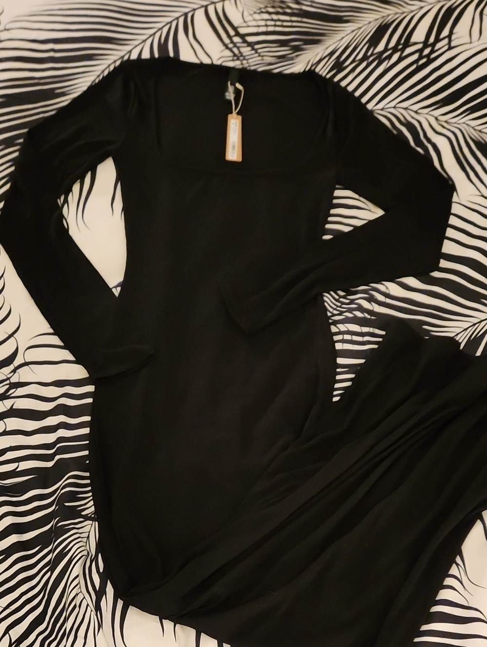 SKIMS Black Long Sleeve Maxi Dress